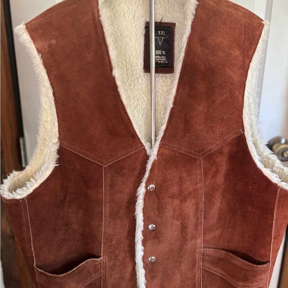 Men's Brown Suede Vest with Shearling Lining